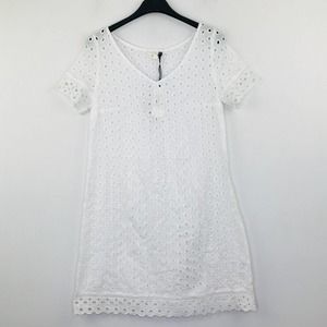 Aby Gardner Women's 36 Dress White Sheer Eyelet Embroidered Mini NWT Flaw BR1